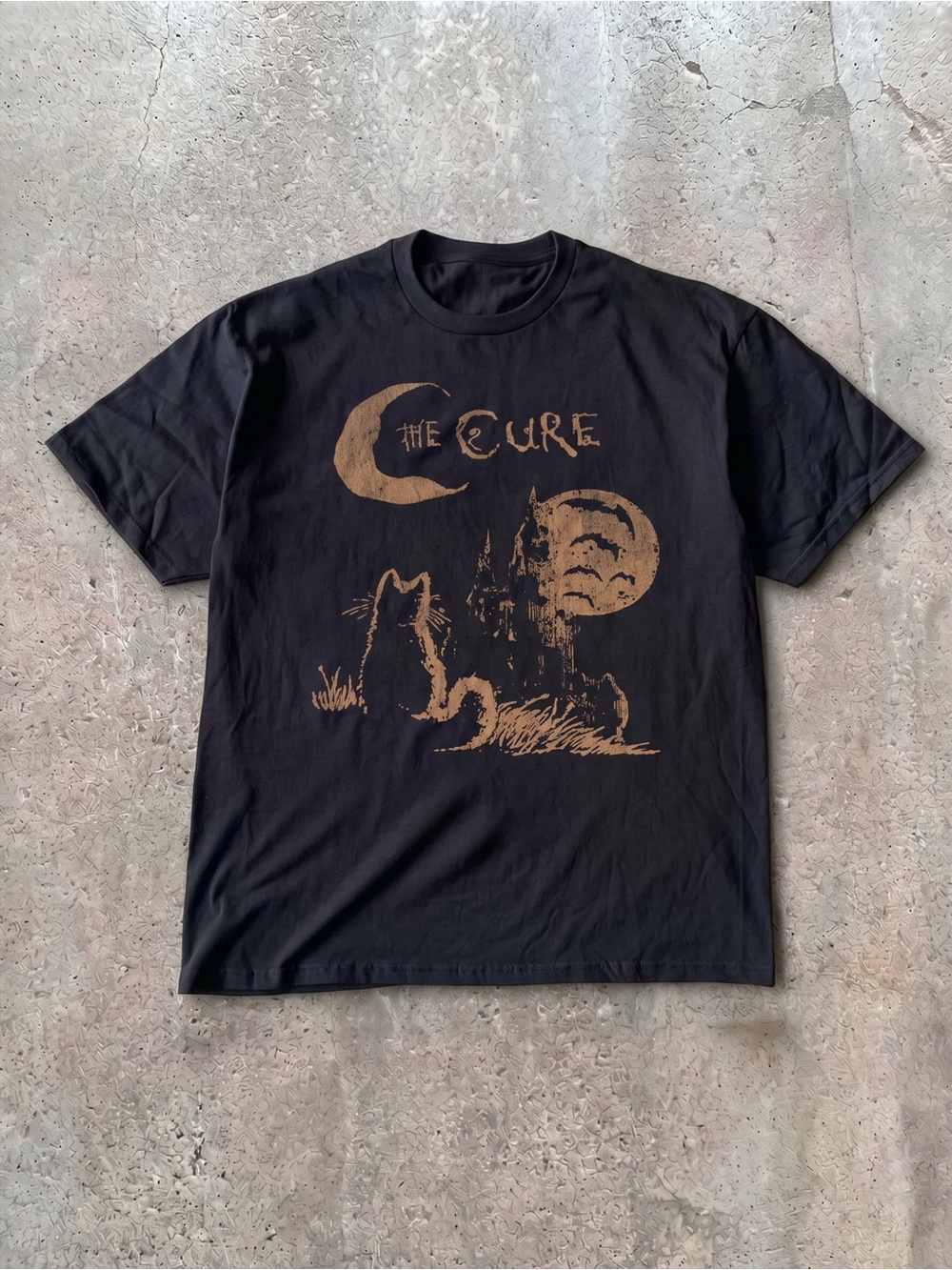 The Cure Goth Rock Black Cat Moon Black T-Shirt